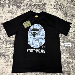 Black bape white and grey Camo Ape Head Tee